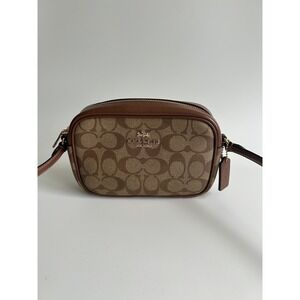 Coach Mini Jamie Camera Bag Brown Signature Canvas Crossbody Excellent